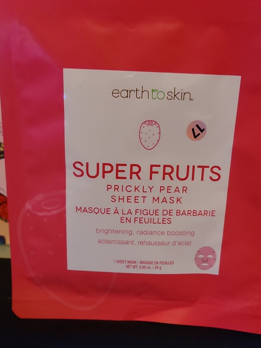 2 earth to skin Super Fruits Prickly Pear Sheet Mask - Pink